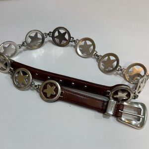 3D DDD Brown Belt SZ 32 Silver Stars Conchos Boho Western Southwestern